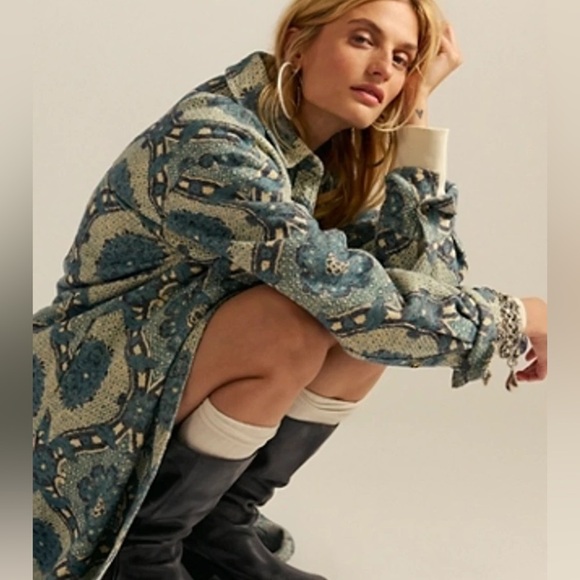Free People Jackets & Blazers - We The Free Brick Lane Jacquard Maxi Shirt Jacket
